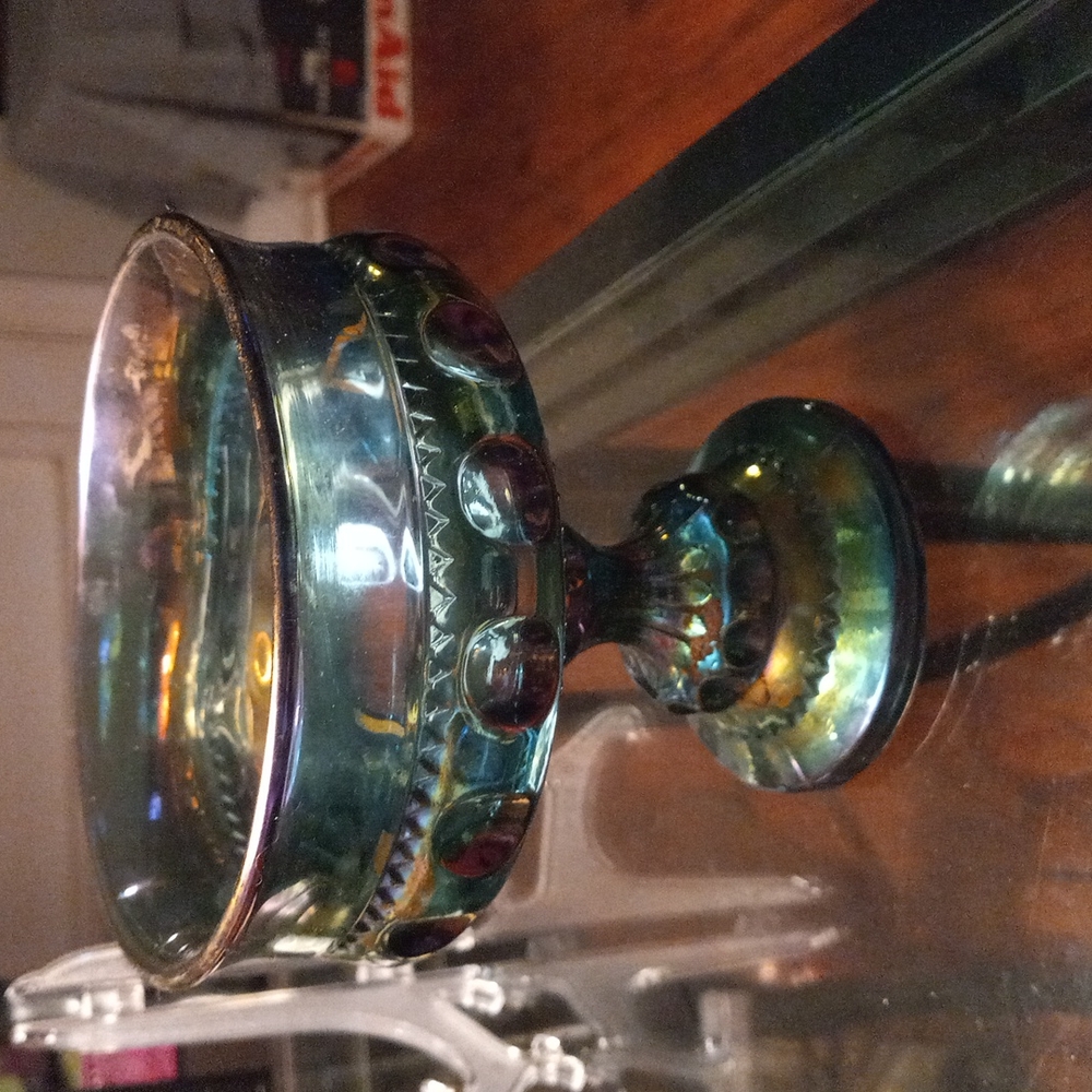 Vtg purple Carnival Glass Compote Dish.